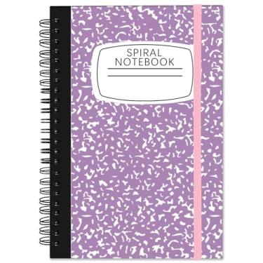 Imagem de Cabreche Caderno espiral, diário de capa dura, pautado largo, caderno espiral, tamanho A5 14 x 21 cm, papel grosso de 80 g/m², 60 folhas 120 páginas, para meninas, mulheres, escola, fofo, caderno de redação, livro roxo