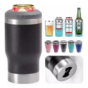 Imagem de Copo Térmico de Aço Inoxidável 420ml, Porta Lata/Garrafa, Mantém Bebida Gelada por 4h, Abridor de Garrafas