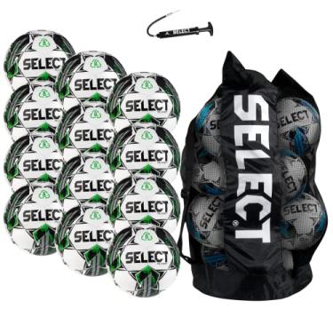 Imagem de Select Planet Bola de futebol, pacote com 12 bolas com bolsa de bola e bomba de mão, branco/verde V23