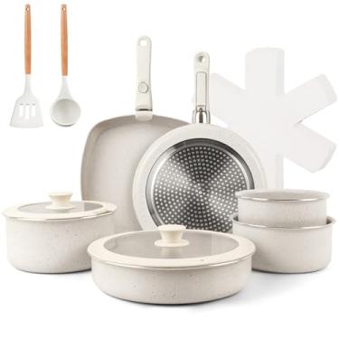 Imagem de Jogo de Panelas 18 Peças, Conjunto de panelas antiaderentes Punho destacável, Conjuntos de panelas de cozinha de indução antiaderente com alça removível