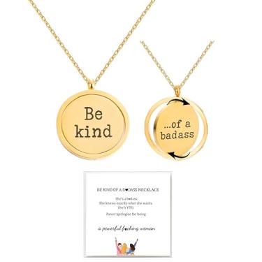 Imagem de LIU JUN Colar Be Kind Of A Badass, To Best Friends Sisters Bestie Pingente de Mensagem Escondida Inspirador Pulseira de Aço Inoxidável Presente de Amizade, Large, Aço inoxidável, Sem Pedra Preciosa