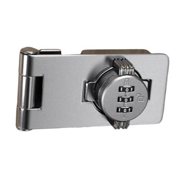 Imagem de XLWLLNJ Fechadura de combinação de armário, trava giratória com senha para banheiro com parafuso, fechadura sem chave para porta de animais de estimação, Prata