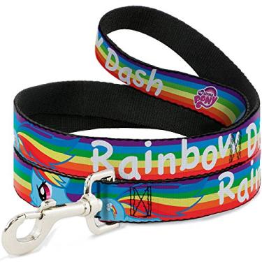 Imagem de Buckle-Down Largura 1,5" "Rainbow Dash Charging Pose/Rainbow Stripe Multi Color/White Dog Leash, 4'