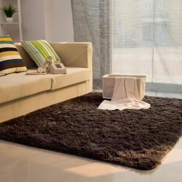 Imagem de Tapete sedoso e fofo, decoração moderna para casa, tapete longo de pelúcia felpudo, tapetes de brincar, sofá, sala de estar, quarto, cabeceira, varanda, preto, 120 x 200 cm (47 x 78,7 pol.)