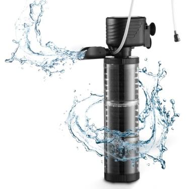 Imagem de SainSmart Filtro de aquário XpertMatic 3 estágios 475 GPH para aquário de até 120 galões, filtro interno submersível para tanque de peixes com bomba de água, filtro de energia para aquário, lagoa