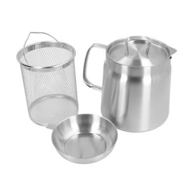 Imagem de Pote de filtro de óleo de grande capacidade, recipiente de graxa de aço inoxidável 304 com filtro, tanque de rede de fritura, filtro de lata de armazenamento de óleo, armazenamento de graxa de