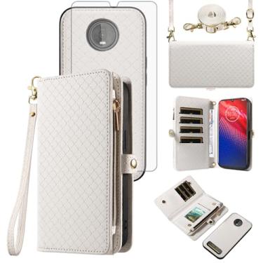 Imagem de Asuwish Capa de celular para Moto Z4/Moto Z 4 Play/MotoZ4 Force Zipper carteira destacável com protetor de tela flip suporte para cartão Motorola 4Z Motoz4 capas MotoZ4Play XT1980-4 2019 feminina