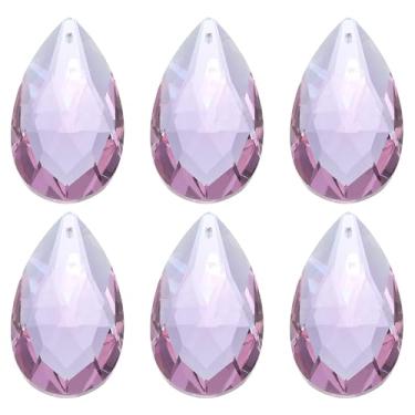 Imagem de PATIKIL Pingentes de cristal K9, contas de gota, pacote com 6 peças de prismas de lustre de 50 mm, contas penduradas, lâmpada DIY para decoração de artesanato, roxo