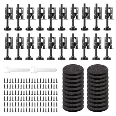 Imagem de Ohiyoo Pacote com 20 pés de nivelamento pesados, niveladores de móveis, pés ajustáveis para móveis, pernas, niveladores de carga ajustáveis para bancada de trabalho, armário de mesa, guarda-roupa,