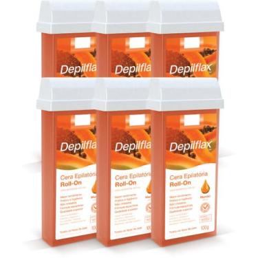 Imagem de Kit Depilflax Cera Depilatória Roll-On Mamão Pack 6 Unidades