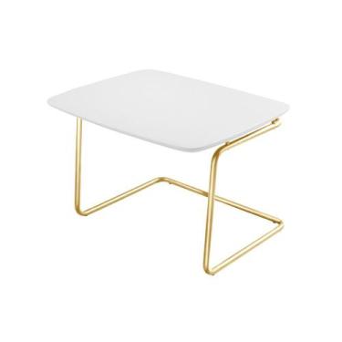 Imagem de Mesa de Centro Kairos Base Ouro 54x43cm LarFlex, Branco