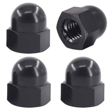 Imagem de SINGWAYS 4 peças de porcas/parafusos pretos compatíveis com Volvo S60/ XC90/ S90 (parafusos no pino existente) - Tampa de parafuso de placa de licença de cúpula alta aço inoxidável de grau 18-8