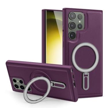 Imagem de Para Samsung S24 ultra Phone Case S23 S24 Plus Wireless Charge Magnetic Case Bracket Couro S23Ultra Capa protetora, Dark Night Purple, para Samsung S23