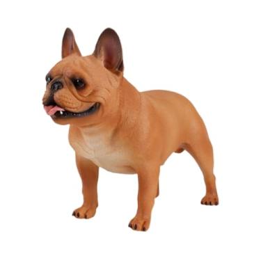 Imagem de Ioensy Estátua de cachorro Fatueta Modelo de Simulação de Cães Animais para Cães Escultura de Filhote para Cabinete da Sala de Dinalização do Gabinete, Bulldog Francês Marrom