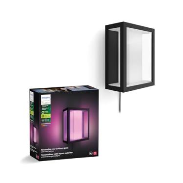 Imagem de Philips Hue Impress Lâmpada de parede externa larga (baixa volt), (240 x 190 pol.) Luz branca e colorida, controle de voz com Alexa, Apple Home e Google Assistant, ponte necessária?