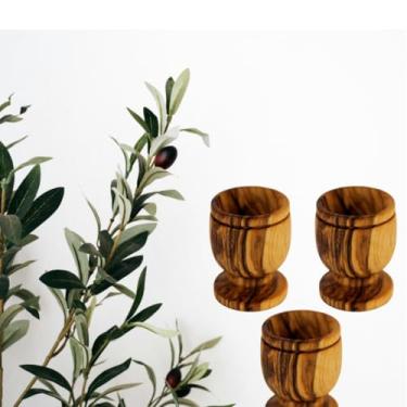 Imagem de Holy Land Market Copo pequeno de madeira de oliveira ou cálice/vinho ou comunhão (3 xícaras pequenas)