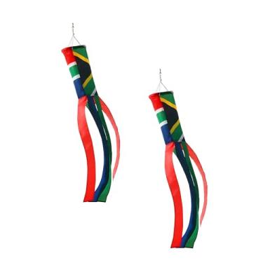 Imagem de Pacote com 2 bandeiras de meia de vento do país, meias de vento listradas para bandeira de jardim e quintal, à prova d'água para varanda frontal, adequadas para todas as estações, 101 cm (África do