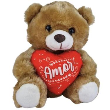 Imagem de Ursinho De Pelúcia Com Coração Eu Amo Você Urso Marrom 20cm - Fizzy