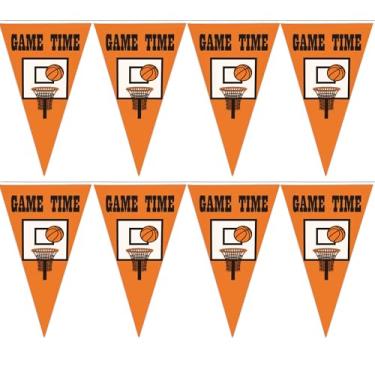 Imagem de Faixa de flâmula de tempo de jogo de basquete, 30 metros de comprimento, tabela e rede de basquete, para festas de basquete universitário de março, decorações de basquete profissional