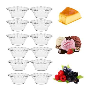 Imagem de Jogo de Sobremesa 12 Taças Mini Bowl Vidro Transparente Cotton 100ml E