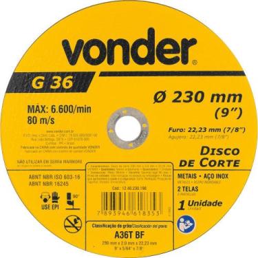 Imagem de Disco de Corte 230,0x2,0x22,23 - Vonder