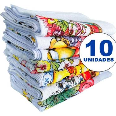 Imagem de kit 10 Panos de Prato Simples BRANCO Liso - Estampado para Cozinha - a