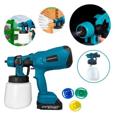 Imagem de Pistola De Pintura Spray 100ml Sem Fio Baterias Recarregáveis Com Aces