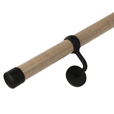 Imagem de ROTHLEY Corrimãos de tubos para escadas internas: Trilhos de escada de 2,5 m para escadas de madeira para escadas Montagem em parede interna Corrimão de escada de madeira redonda de 4 cm para idosos e crianças (tronco flutuante)