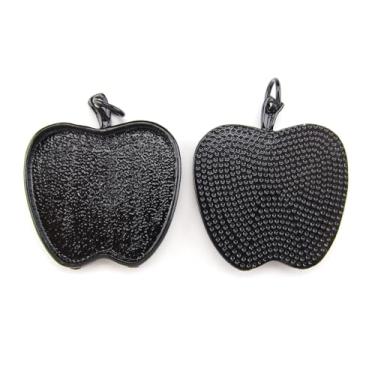 Imagem de CleverDelights Bandejas pendentes de maçã preta escura de 25 mm - pacote com 50, 1 Inch, Zinco, Sem Pedra Preciosa