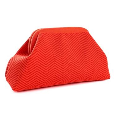 Imagem de Wrorou Sacos de Bolinho de Massa de Tecido para Mulheres Bolsa Rosa e Verde Colorblock Clutch Bolsas de Crochê Bolsas Verão Praia Clutch 2024, Vermelho