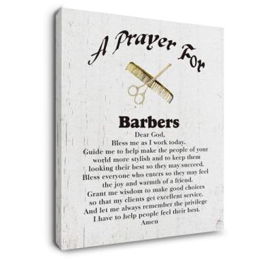 Imagem de Ryeolo A Prayer For Barbers Wall Art Prints, Barber Shop Canvas Prints Wall Art 40 x 61 cm, decoração de parede de barbeiro, decoração de barbearia, presentes de barbeiro para homens, presentes de
