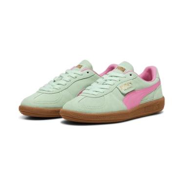 Imagem de PUMA® Tênis infantil Palermo para crianças – cabedal de couro e camurça – construção em T – sola de borracha, Menta fresca/rosa rápido, 20