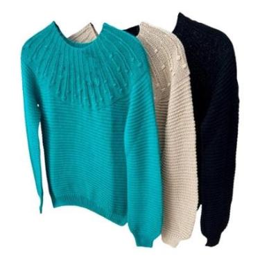 Imagem de Suéter Blusa De Frio Feminina Tricot Premium Inverno Plus Lã-Feminino