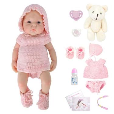 Imagem de Bebê Reborn Boneca Silicone Sólido 35cm Original Pode Tomar Banho Com 