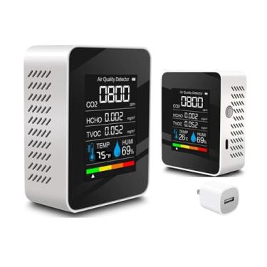 Imagem de Monitor de qualidade do ar interno, detector portátil profissional e CO2 preciso, TVOC, HCHO, contador de partículas de umidade e temperatura, para casa, escritório, plantas e animais de estimação