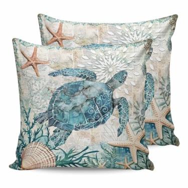 Imagem de Capas de almofada para ambientes externos, 40,6 x 40,6 cm, impermeável, verão, oceano, tartaruga, atividades externas, capas de almofada, capas de almofada, capas de almofada, para tenda, pátio