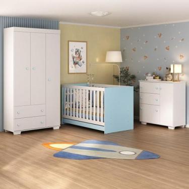 Imagem de Quarto Infantil Completo Algodão Doce Multimóveis MP4252, Branco/Azul