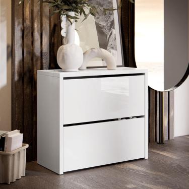 Imagem de Sapateira Banco Organizadora 2 Portas Basculantes Hall de Entrada Closet Mel - Branco