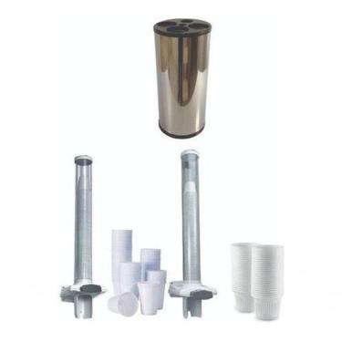 Imagem de Lixeira Copos + Dispensador Copos Para água E Café Kit 3 Pçs
