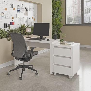 Imagem de Mesa de Escritório 120cm com Gaveteiro com Rodízio Ficus Cabecasa Madeiramadeira