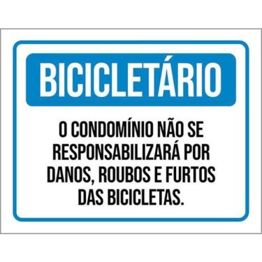Imagem de Kit 3 Placa Bicicletário Condomínio Roubos Furtos 36X46
