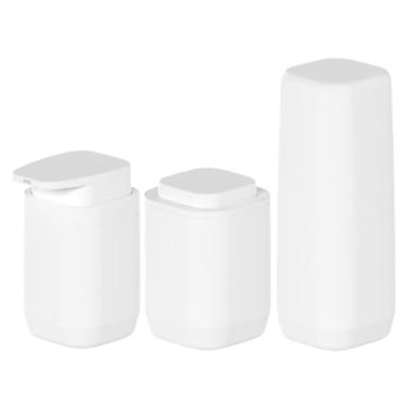 Imagem de Kit Banheiro Lavabo 3 Peças Porta Escova Dispenser Sabonete Líquido Porta Algodão Aura Ou (Branco)