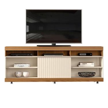 Imagem de Rack para Sala Lev 180 Carvalho Nobre Off White – dj Móveis