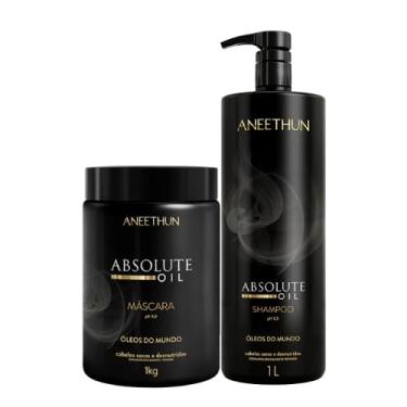 Imagem de Kit Shampoo 1 LITRO + Máscara 1KG Linha Absolute Oil - ANEETHUN