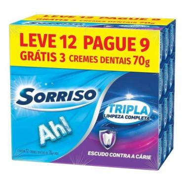 Imagem de Kit 12 Creme Dental Sorriso Tripla Limpeza Completa 70g Cada