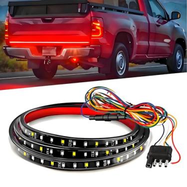 Imagem de Faixa de luz LED para porta traseira de caminhão de 48/124 cm, 5 funções, vermelha/branca para luz de freio de corrida traseira, sinal de seta, aviso de emergência, luz de ré, para caminhonete SUV