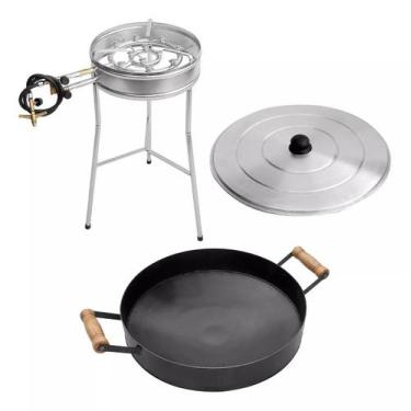 Imagem de Kit Fogareiro Fogão 35cm Disco de 43cm c/ Borda 7cm e Tampa - Papalégu