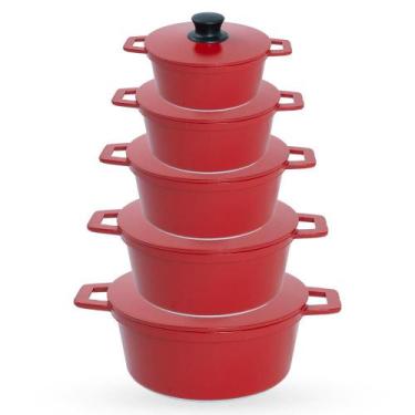 Imagem de Jogo de Panelas 5 Peças De Alumínio Fundido Com Tampa De Alumínio - Co