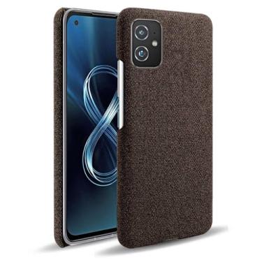 Imagem de Capa para ASUS Zenfone 8 ZS590Ks,Capa desenhada em lona,Case Protetora Ultrafina com Empunhadura Macia,Design em Tecido Antichoque e Antiarranhões-Brown