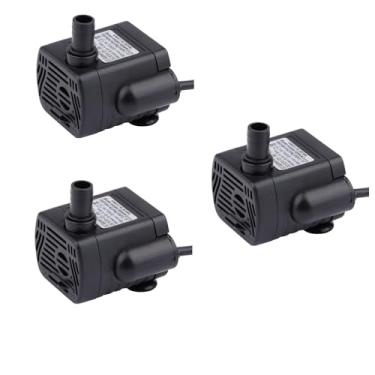 Imagem de Bombas de água para aquário, mini bomba de água submersível, DC 5,5-12V 5V 9V 12V bombas à prova d'água sem escovas para aquário de lagos com cabo de 4,5 pés, 200L/H, pacote com 3